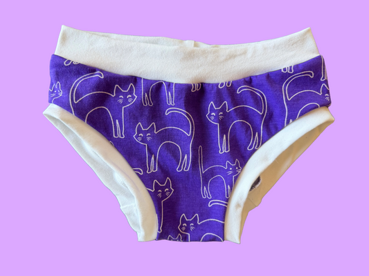 Cats on Purple kids size 7 underwear