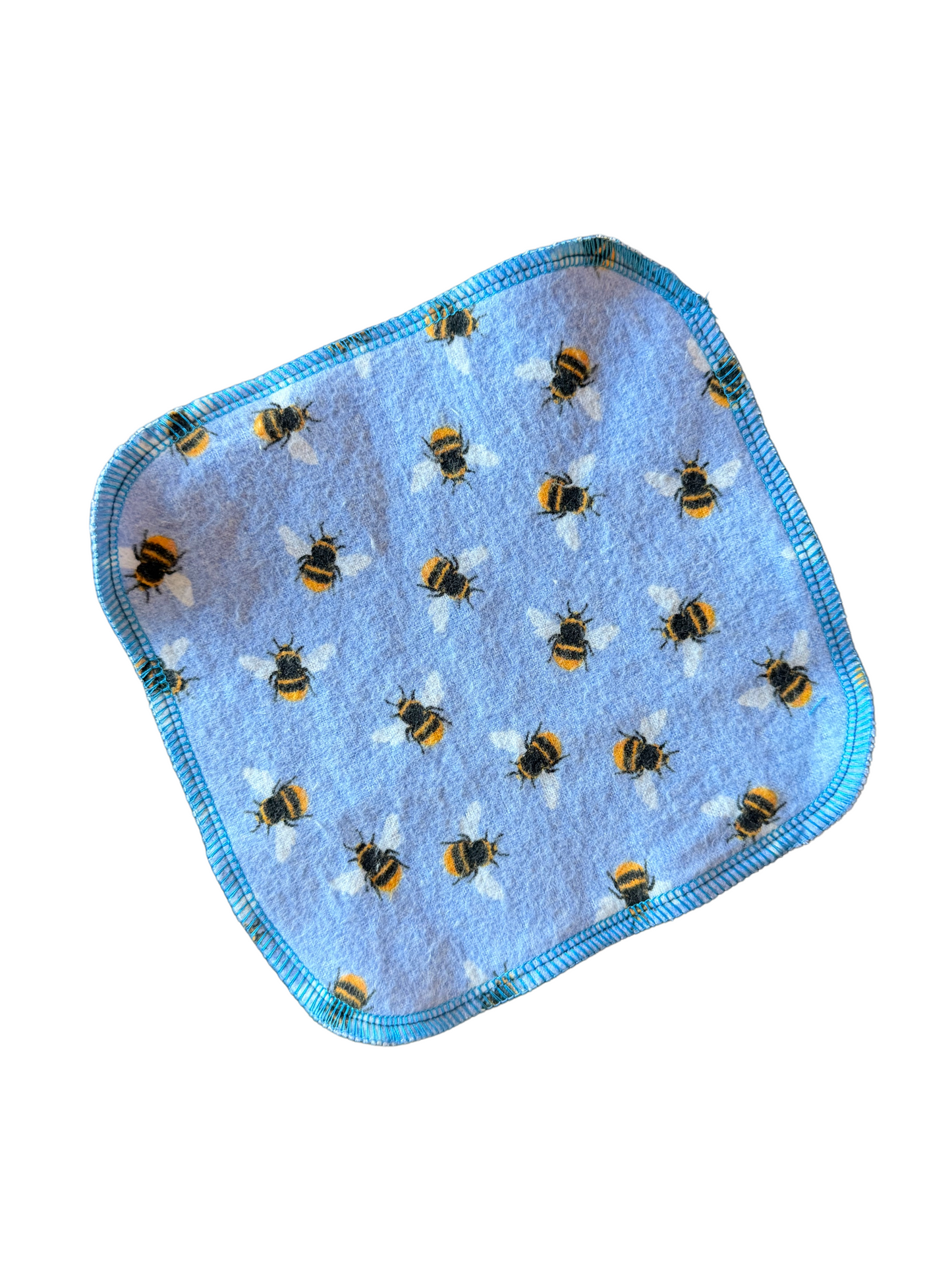 Bees on Blue 2ply flannel cloth wipes