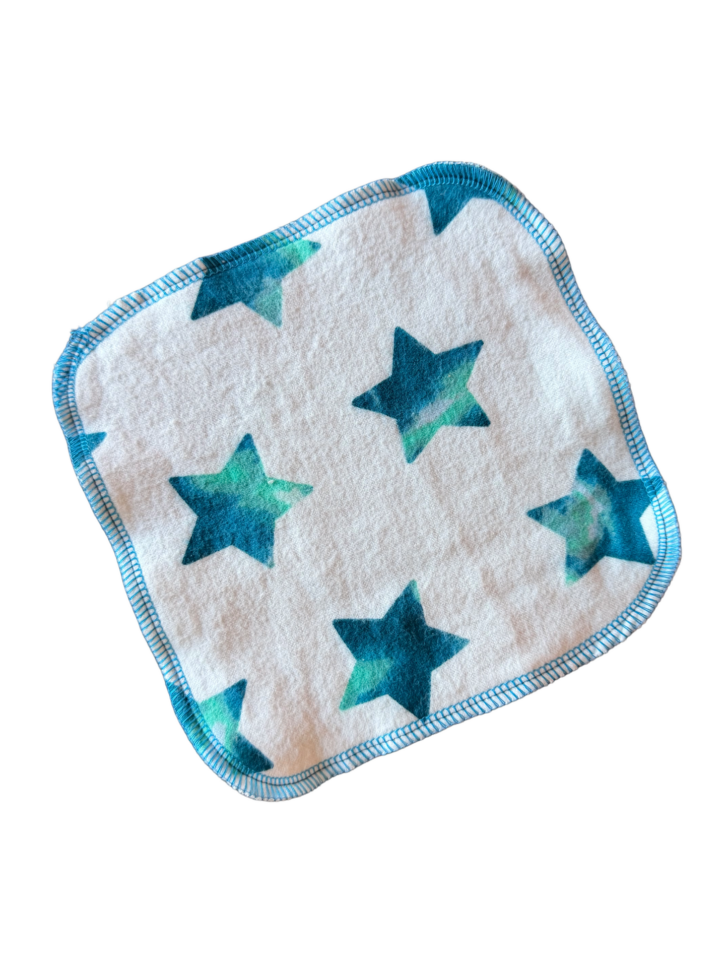 Blue Green Stars 2ply flannel cloth wipes