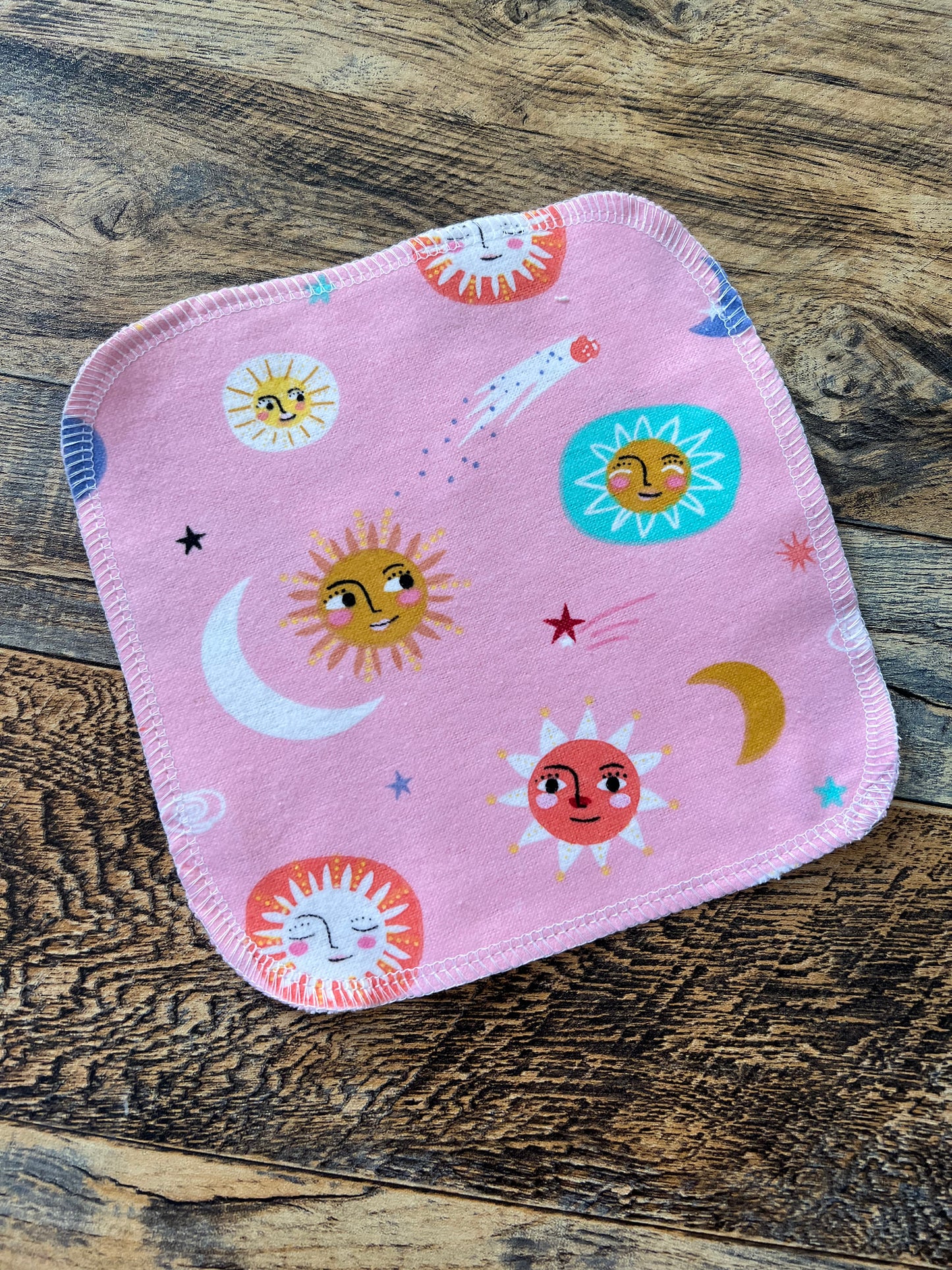 Suns and Moons 2ply flannel cloth wipes