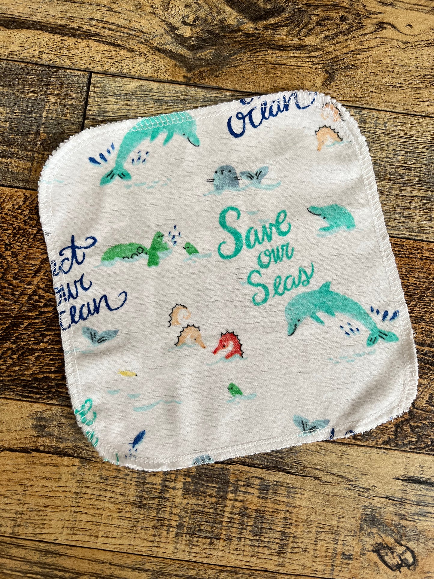 Save the Ocean 2ply flannel cloth wipes