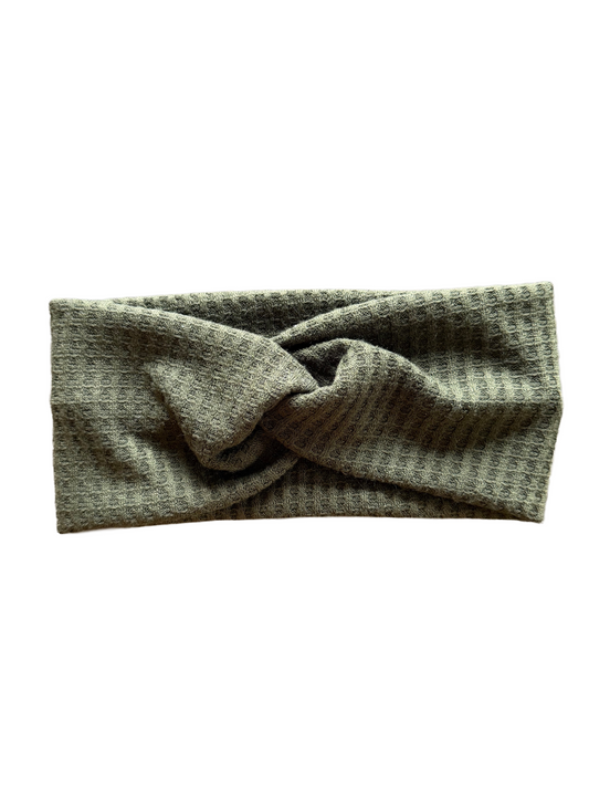 Olive Green Waffle Adult Headband