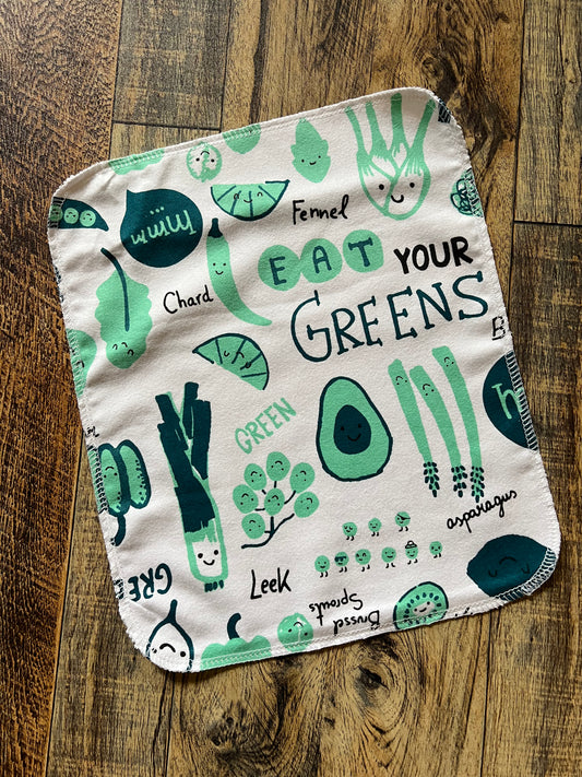 Eat Your Greens 1ply flannel reuseable paper towels