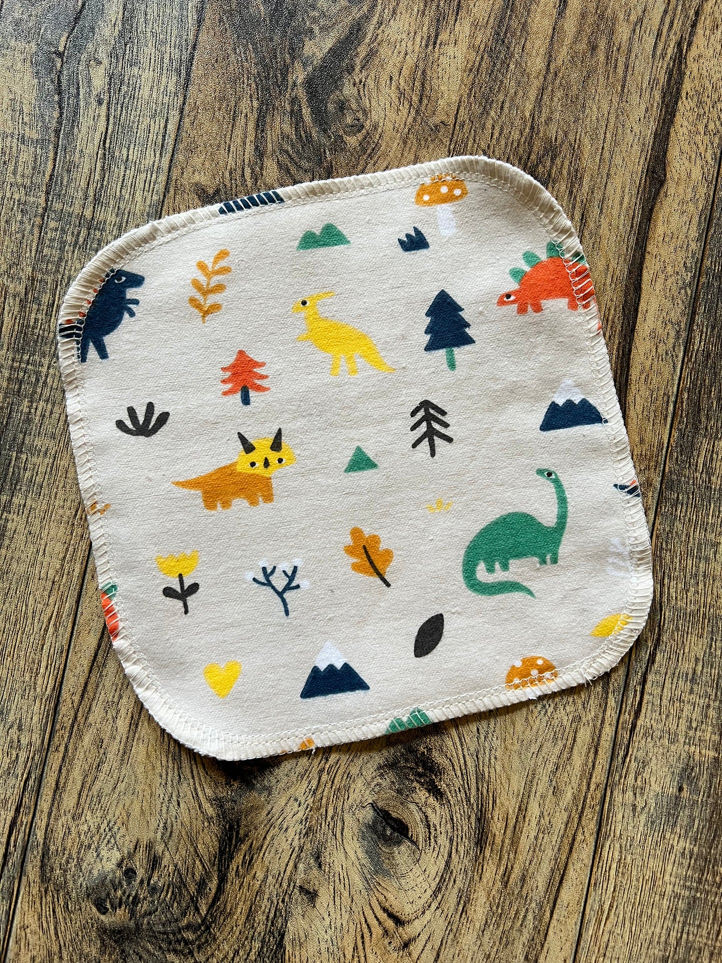 Dinosaur 2ply flannel cloth wipes