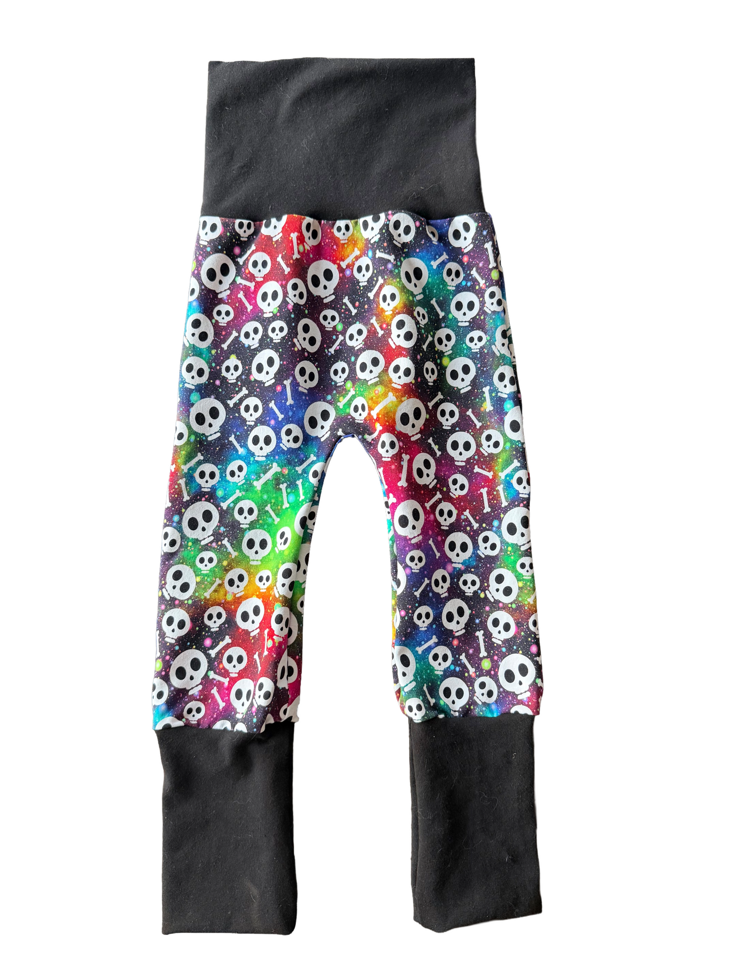 Rainbow Galaxy Skulls 6m-3t  Maxaloones grow with me pants
