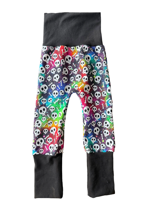 Rainbow Galaxy Skulls 6m-3t  Maxaloones grow with me pants
