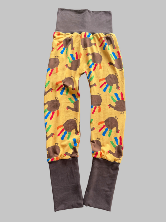 Thanksgiving Handprint Turkey  Bunny Bottoms 6-9yr grow with me pants