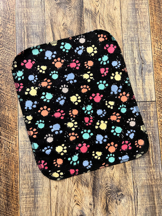 Paw Print Splatter 1ply flannel reuseable paper towels