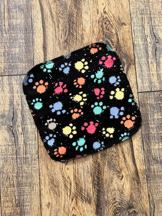Splatter paw prints 1ply flannel cloth wipes