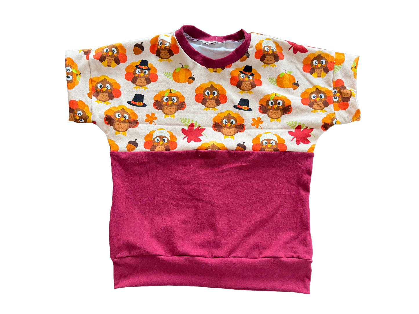 Thanksgiving Turkey 3-6yr Grow with me Dolman shirt