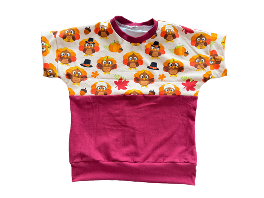Thanksgiving Turkey 3-6yr Grow with me Dolman shirt