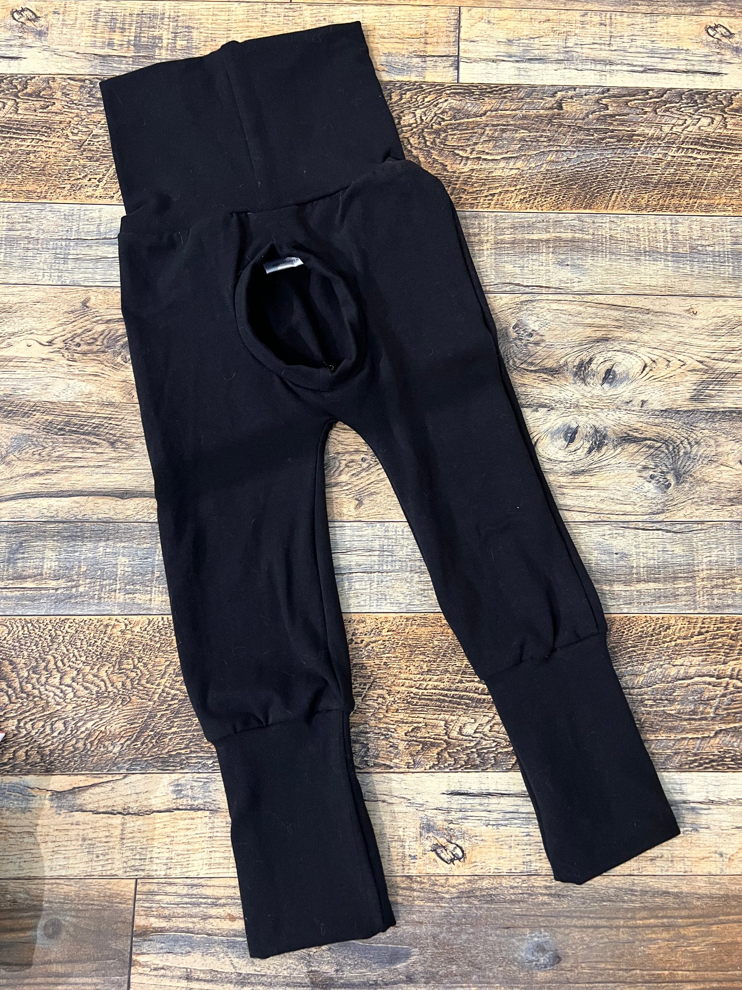 Solid Black Peek a boo maxaloones 6m-3t Maxaloones grow with me pants