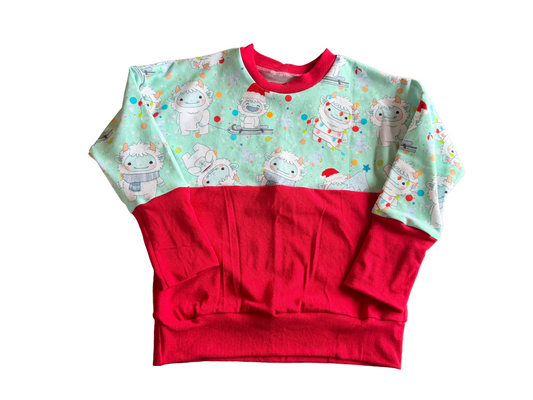 Holiday Yeti Grow with me 3-6y Dolman shirt