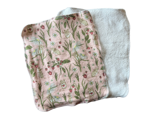 Strawberry Fieldmouse 2ply flannel Terry towels
