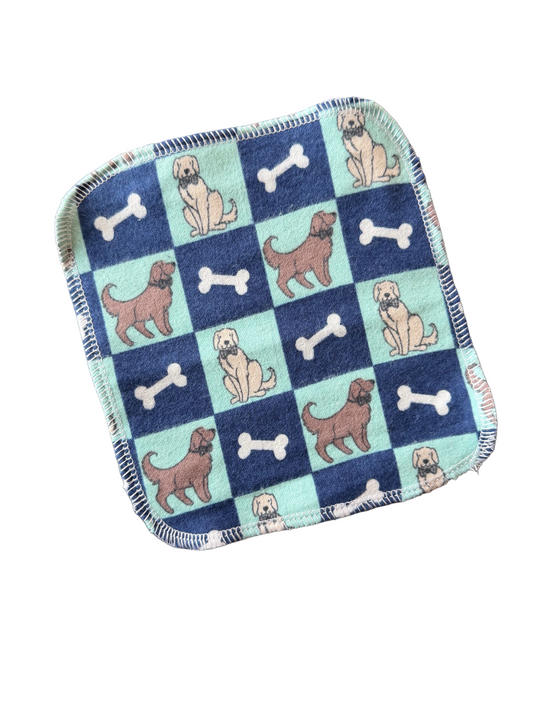 Dog & Bones Checkers 2ply flannel cloth wipes