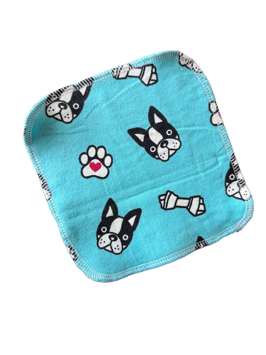 Frenchie Dog Faces 2ply flannel cloth wipes