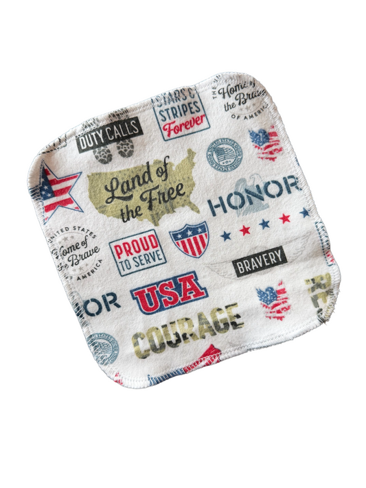 Patriotic USA 2ply flannel cloth wipes
