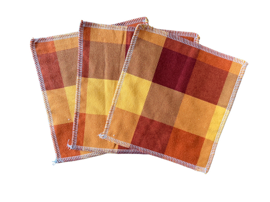 Fall Plaid  9x9 2ply flannel cloth wipes