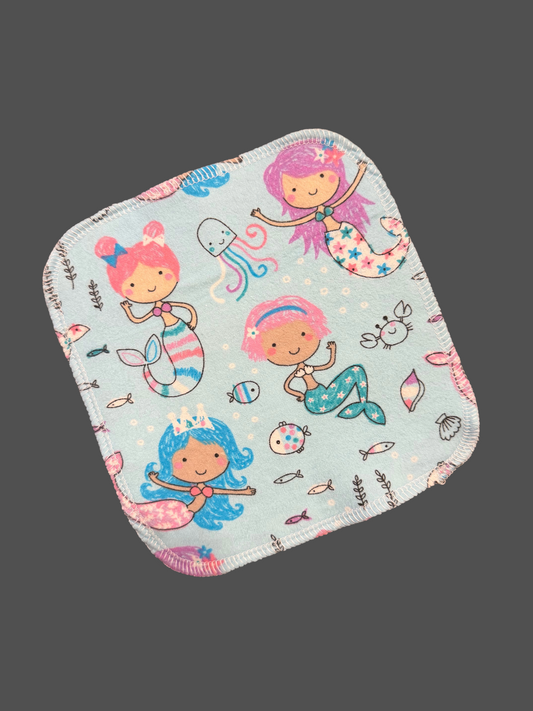 Mermaids 2ply flannel cloth wipes