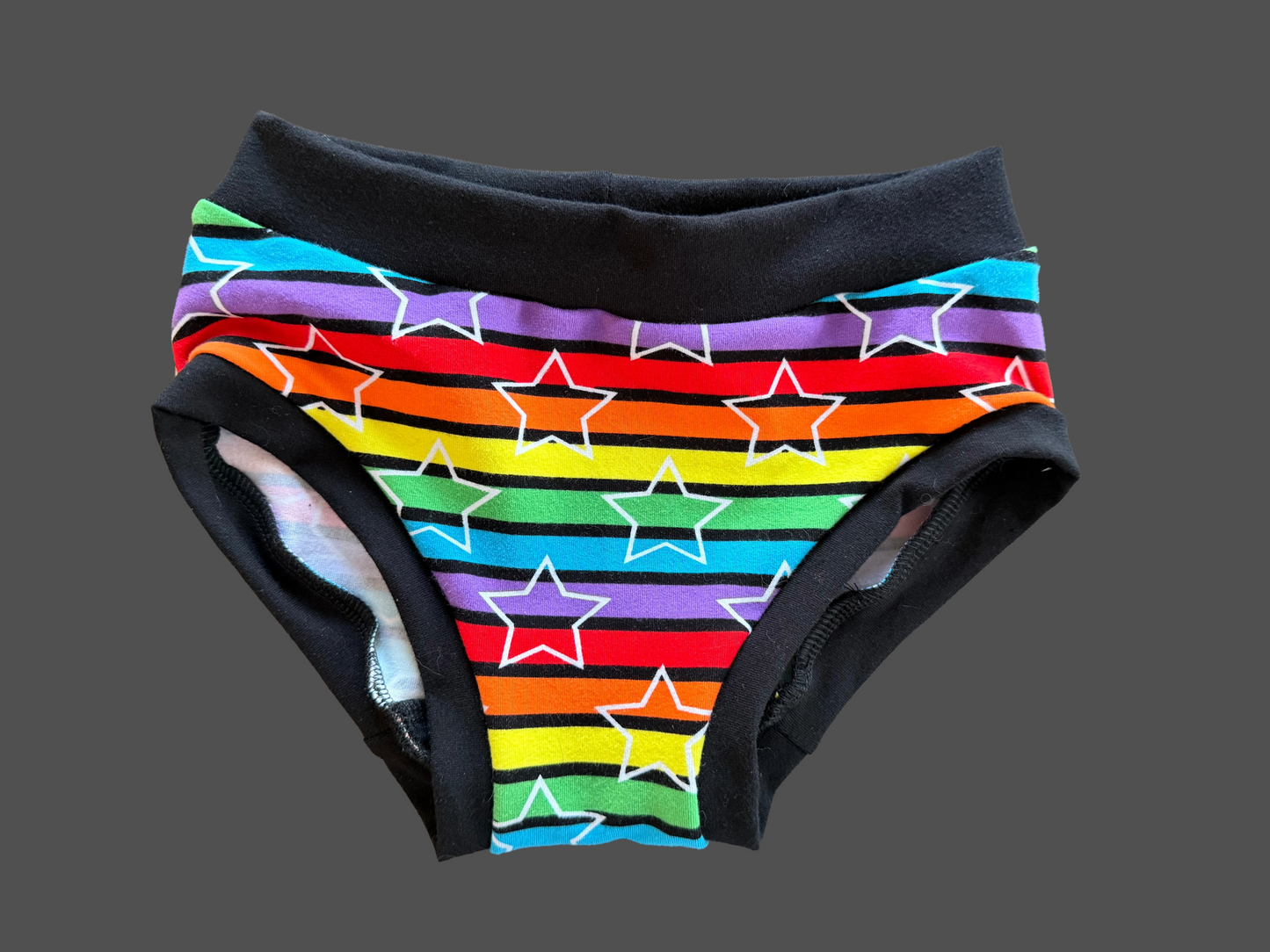 Rainbow Stripe Stars kids size 7 underwear