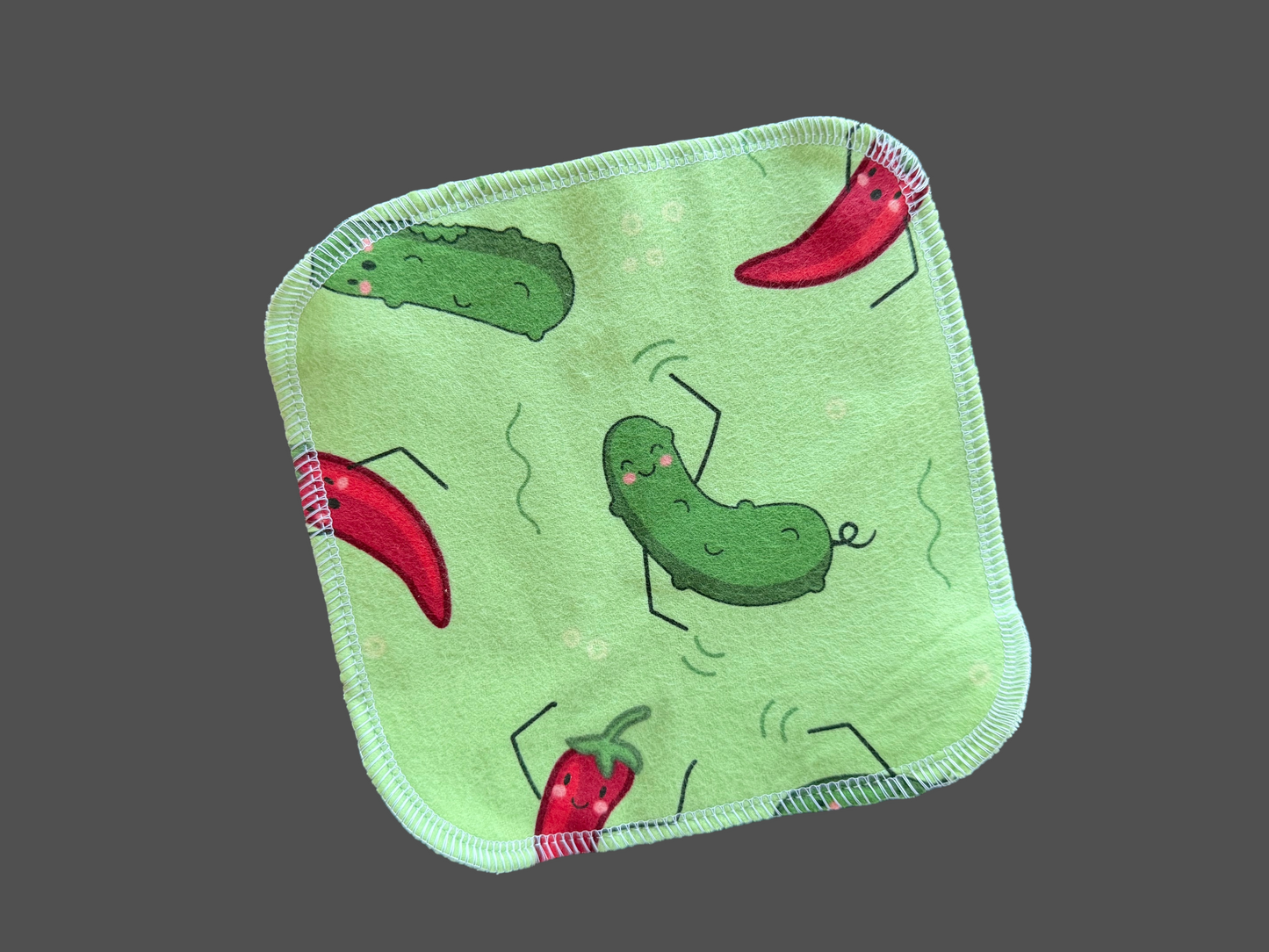 Happy Pickles & Peppers 2ply flannel cloth wipes