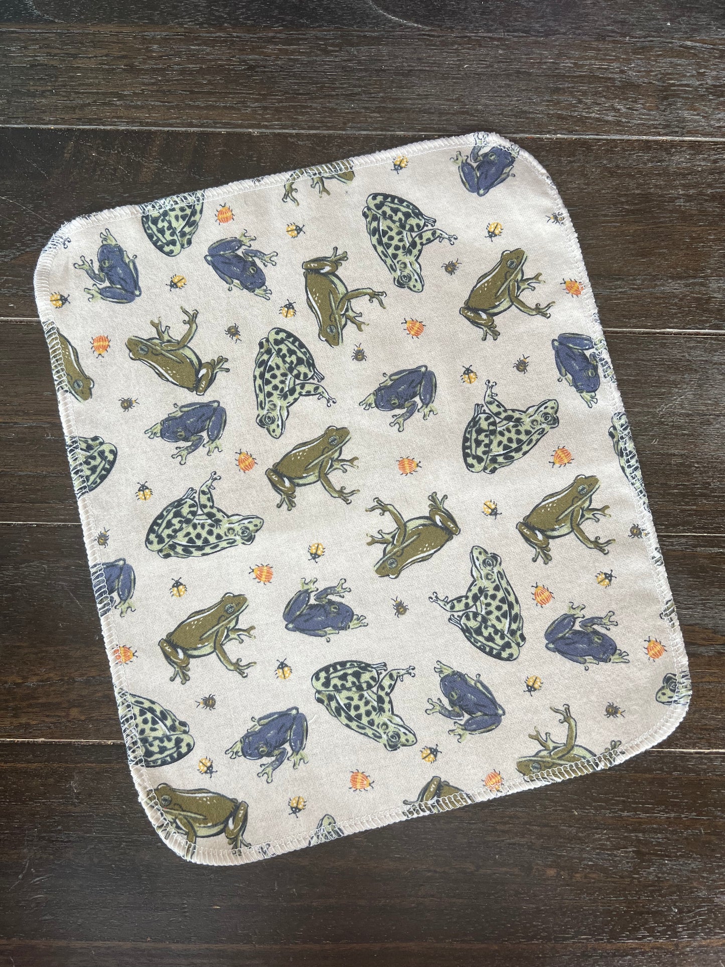 Frogs and Bugs 1ply flannel reusable paper towel