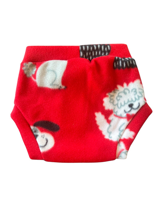 Dogs on Red XL Fleece Diaper Cover