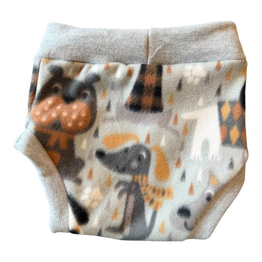 XL Dogs on Gray Fleece Diaper Cover