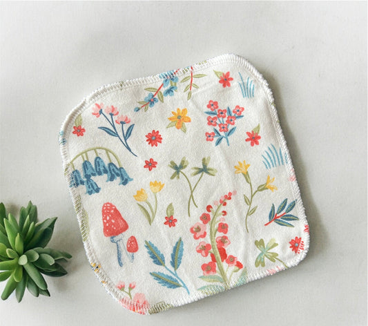Floral 1ply flannel cloth wipes