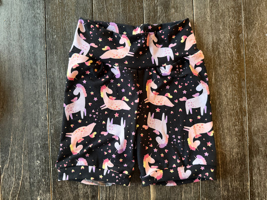 Unicorns 3-6yr  Shortie shorts (longer length)