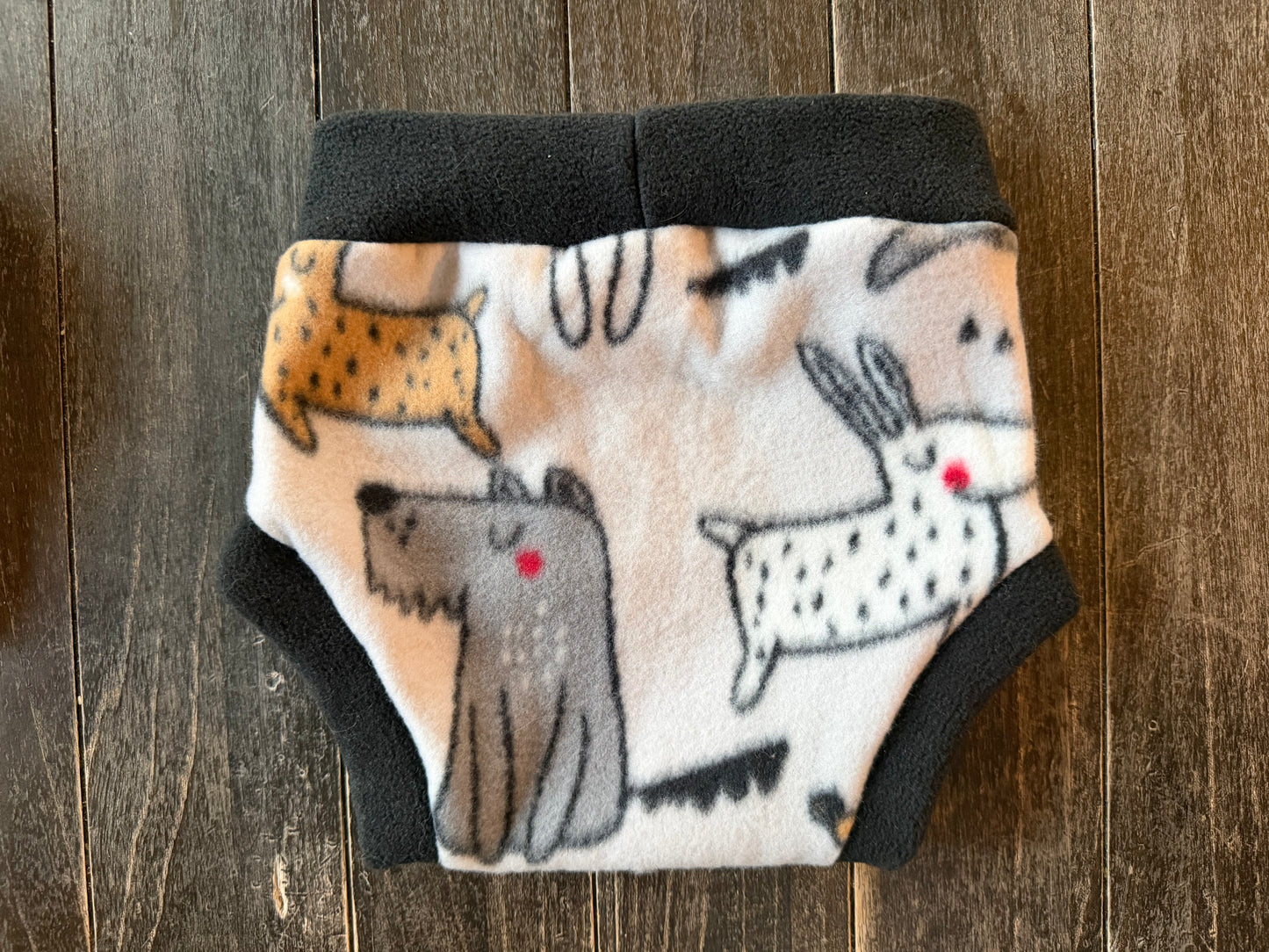 Dogs on Grey XL Fleece Diaper Cover