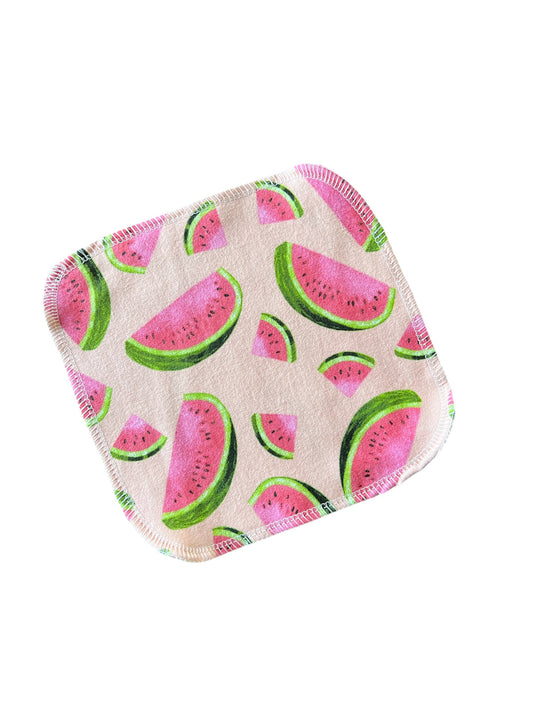 Watermelon on Pink 2ply flannel cloth wipes