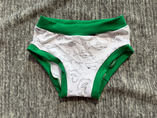Sharks  size 9 underwear green bands