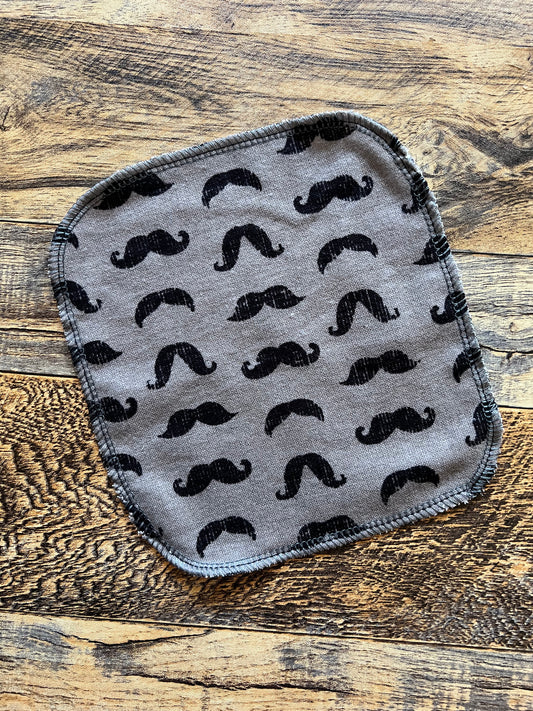 Mustache 1ply flannel cloth wipes