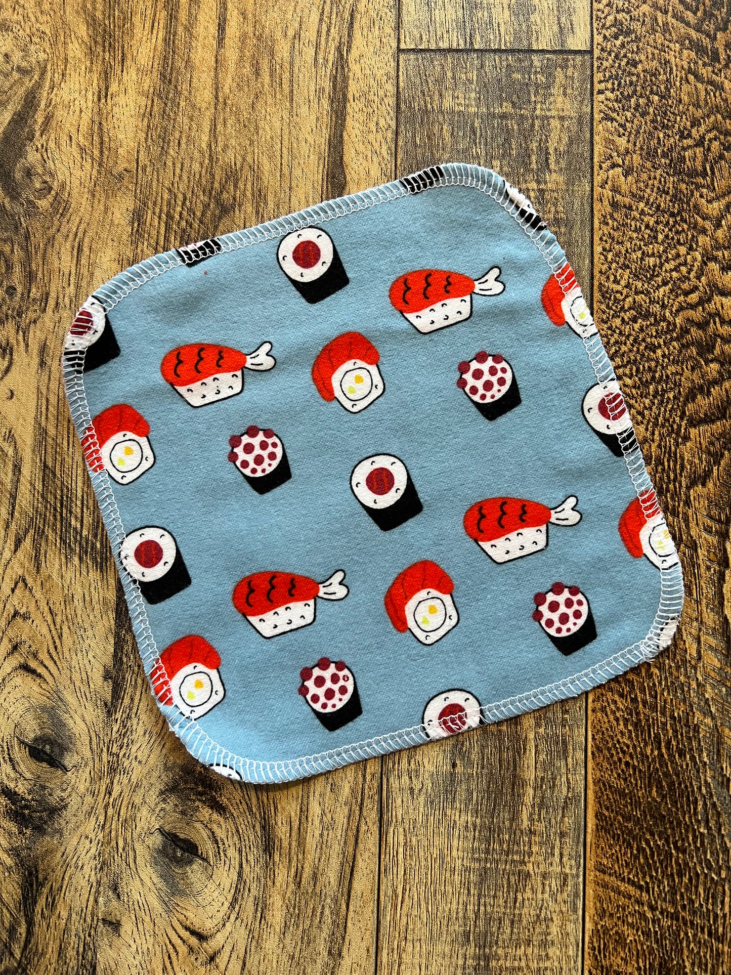 Sushi print 2ply flannel cloth wipes