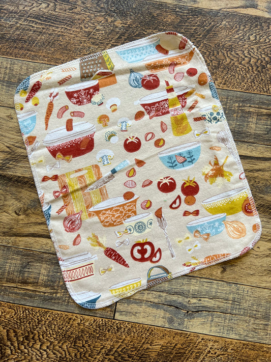 Cooking theme 1ply flannel reusable paper towels cloth napkins