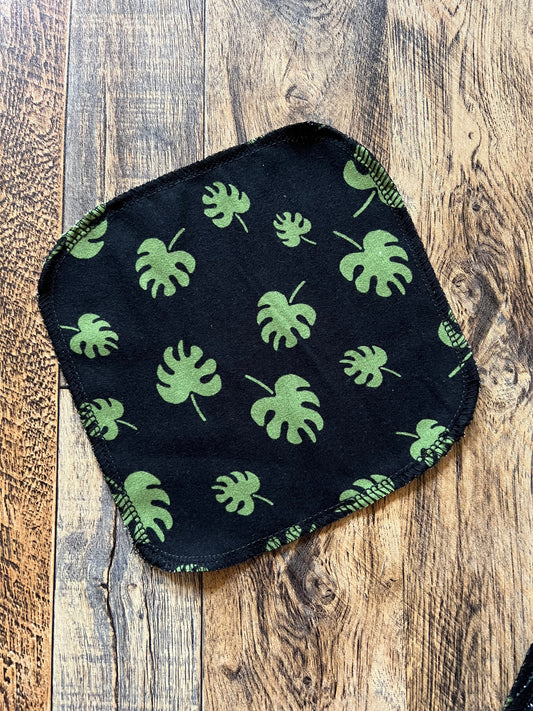 Monstera Leaves 1ply flannel cloth wipes