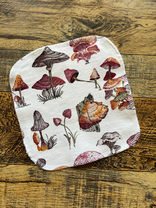 Red Mushrooms 1ply flannel cloth wipes