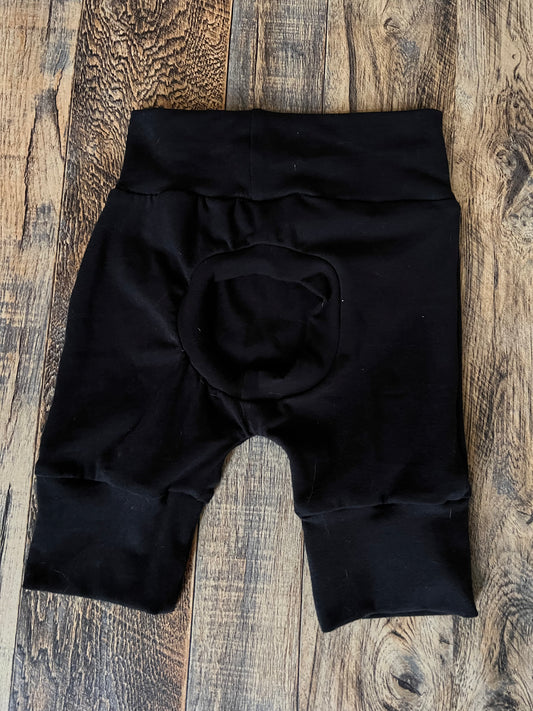 Solid Black Peek a boo Shortiloones 6m-3t Maxaloones grow with me shorts