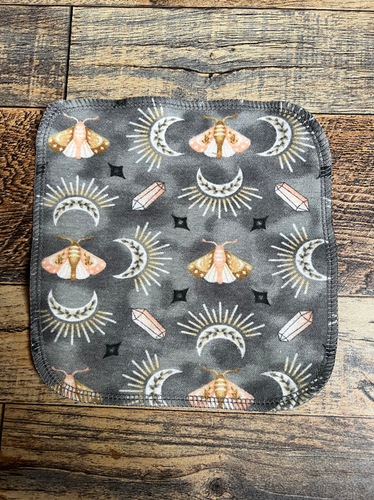 Moths & Crystals 1ply flannel wipes