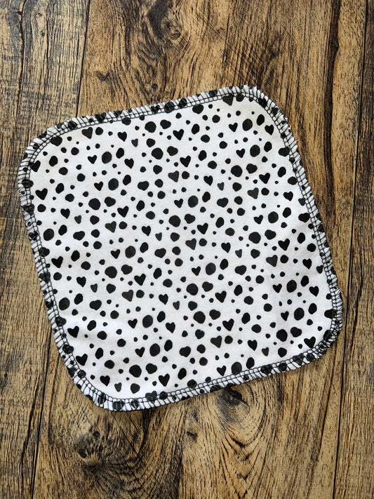 Animal print Heart Spots 1ply flannel cloth wipes