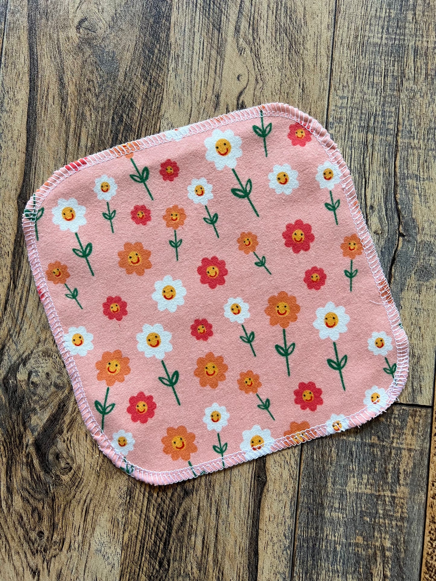 Happy Floral 2ply flannel cloth wipes