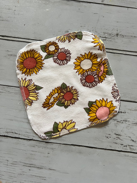 Vintage Sunflowers 2ply flannel cloth wipes