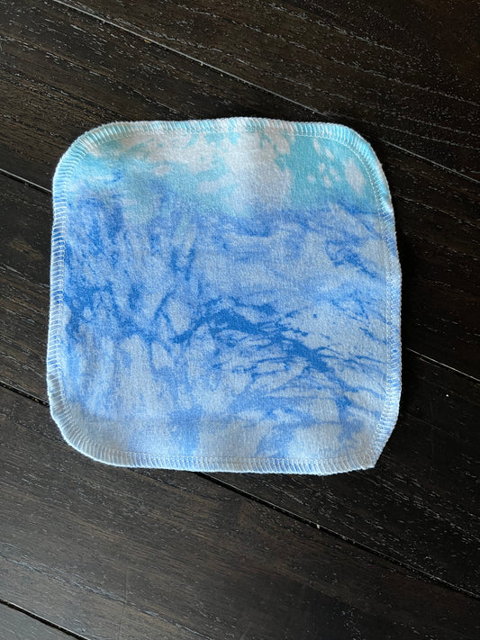 Blue Tie Dye 2ply flannel cloth wipes