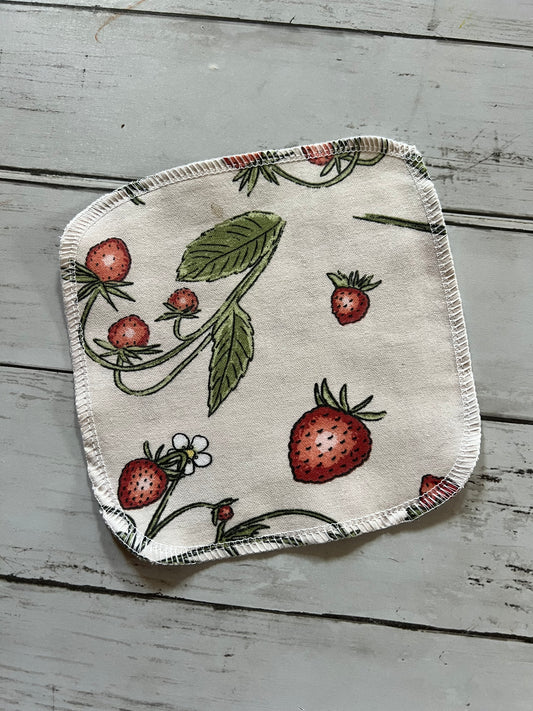 Strawberries 1ply flannel cloth wipes
