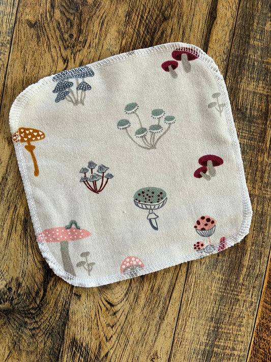 Cottage Mushrooms 1ply flannel cloth wipes