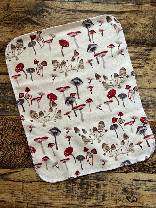 Forest Mushrooms 1ply flannel reusable paper towels