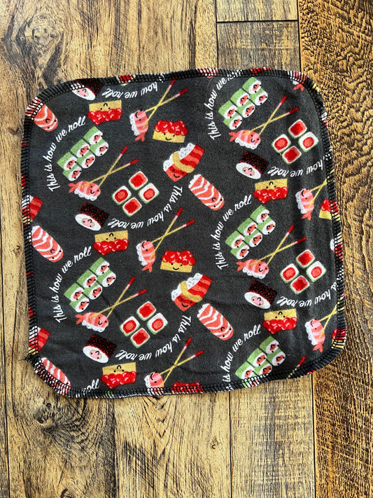 XL 2ply sushi flannel cloth wipes / washcloths