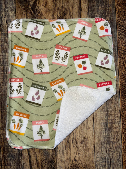 Garden Seeds 2ply Terry Flannel reusable paper towels