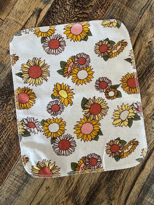 Vintage Sunflowers 2ply flannel reuseable paper towel